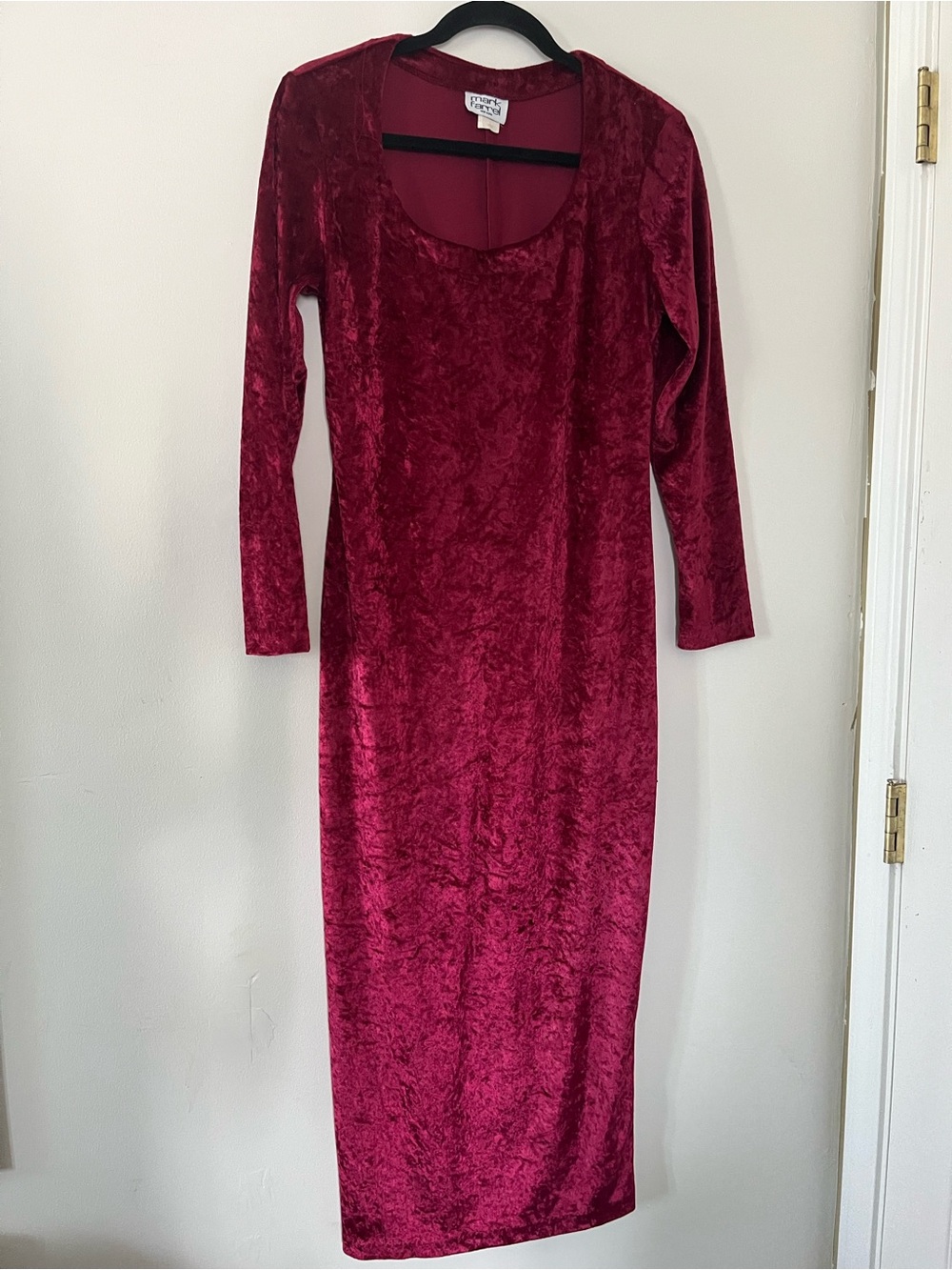 Vintage Red Velvet Midi Dress 12 Long Sleeve Holiday Christmas Evening Romantic